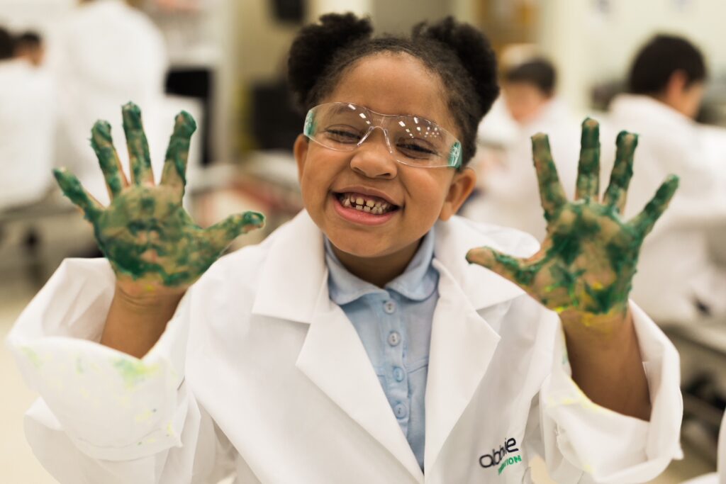 A North Chicago student participates in the Junior Scientist program. 